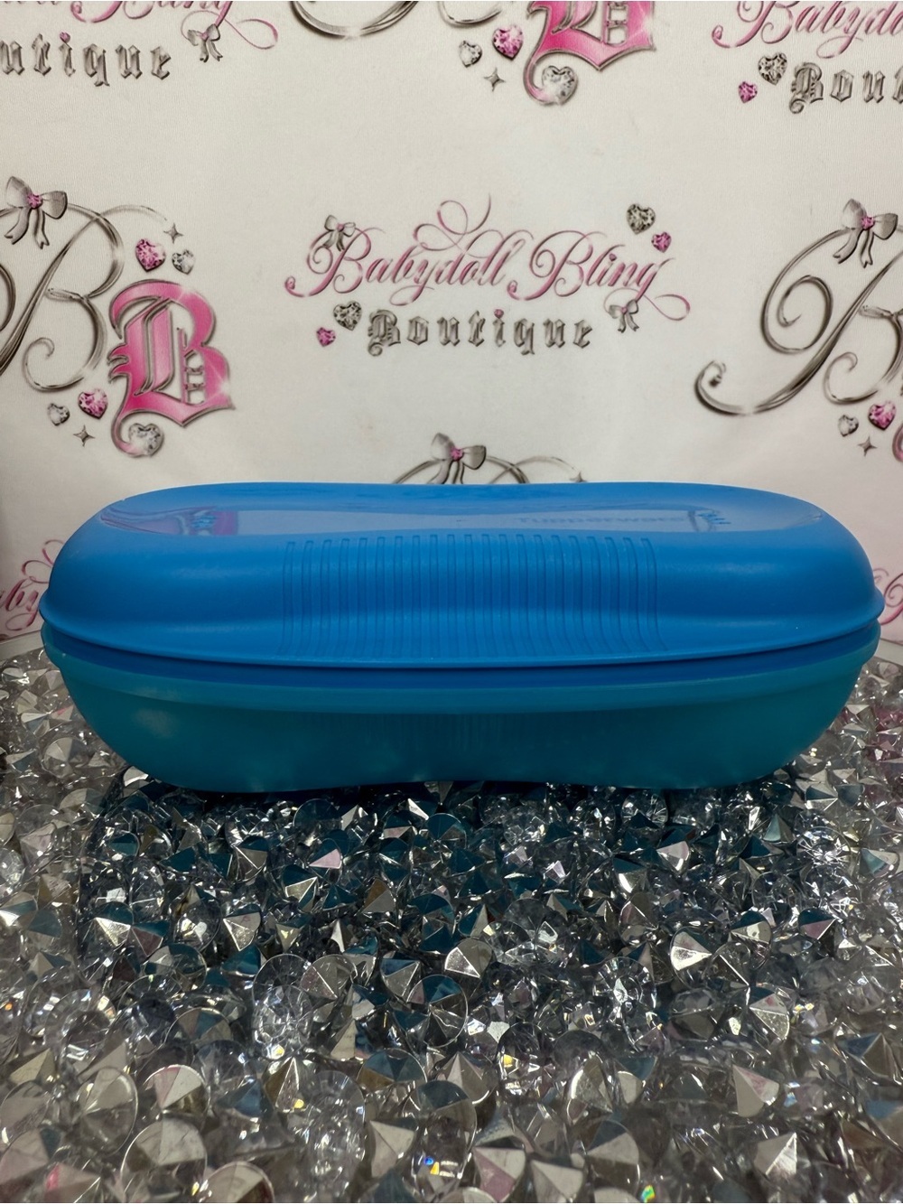Tupperware egg maker microwave Bright Blue Two-Tone Plastic Carry Case